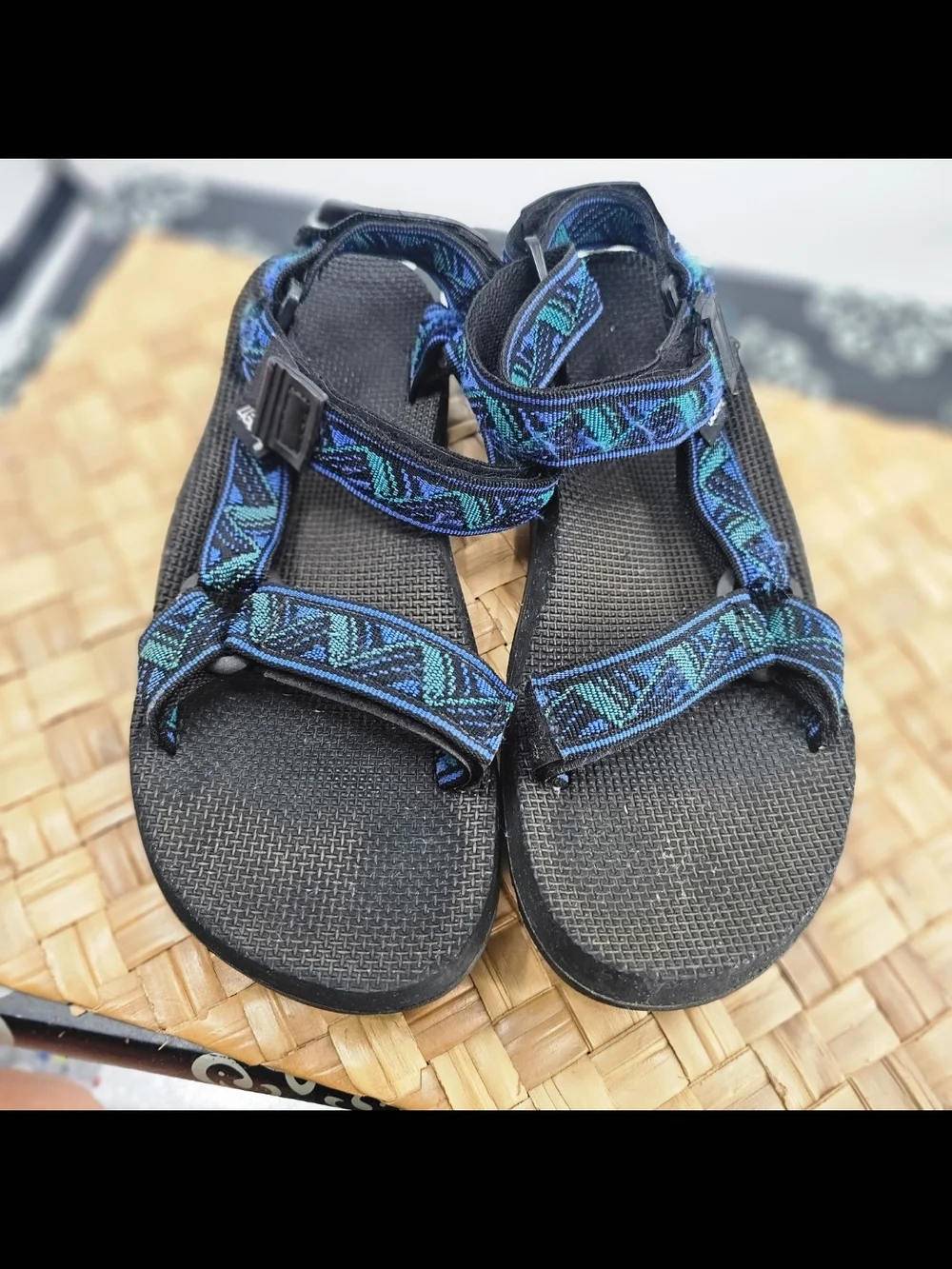 Teva Sandals Men Black Blue Size 10